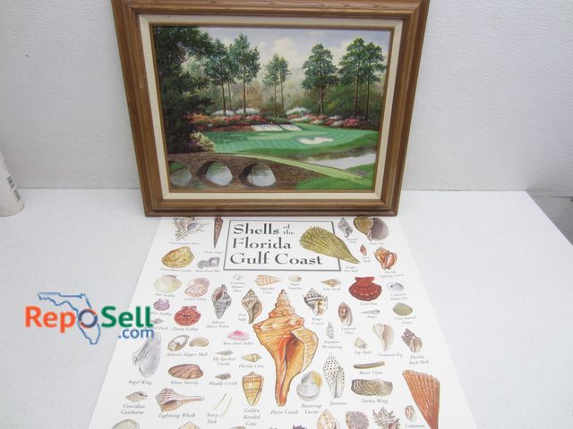 Lot 31-9365 - "Near the Green Hole #12" by Charles Beck - Framed, 20x47" &amp; FL Gulf Coast Shells Poster
