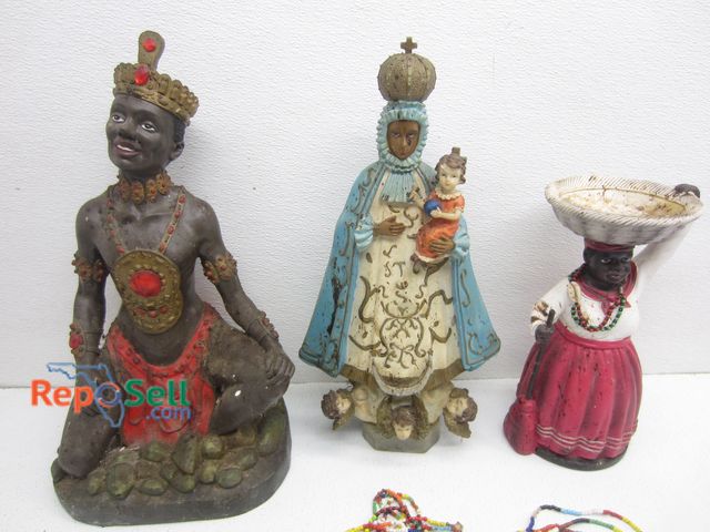 Lot 31-8367 - (3) Statues and Beads - Tallest 17"H
