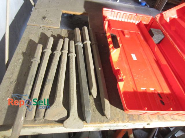 Lot 31-1287 - Chisels Including Multiple Types And Sizes, Accompanied By A Durable Red Plastic Hilti Storage Case....
