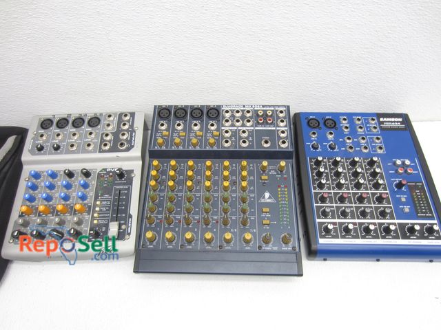 Lot 31-7396 - (3) Audio Mixers w/Power Cables/Accessories:  2-w/Cases - All Power On