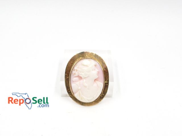 Lot 31-3031 - 10K Gold Rimmed Cameo Pendant/Pin - 6.86g total
