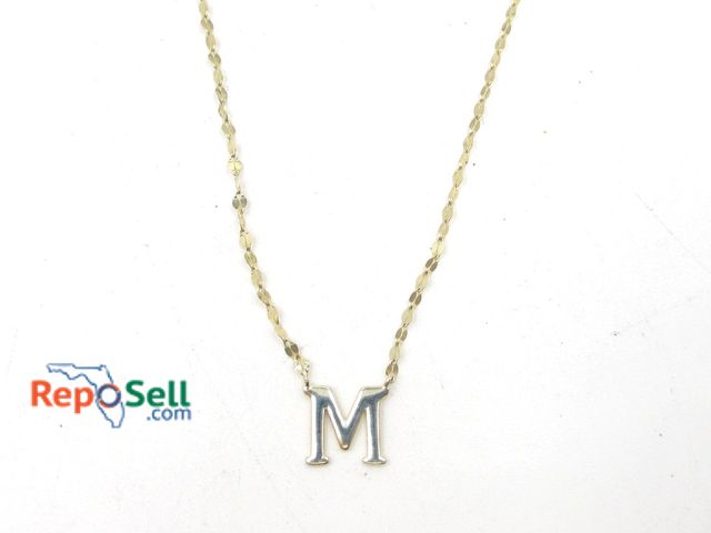 Lot 31-9511 - Gold over .925 Silver "M" Necklace 14" to 16"