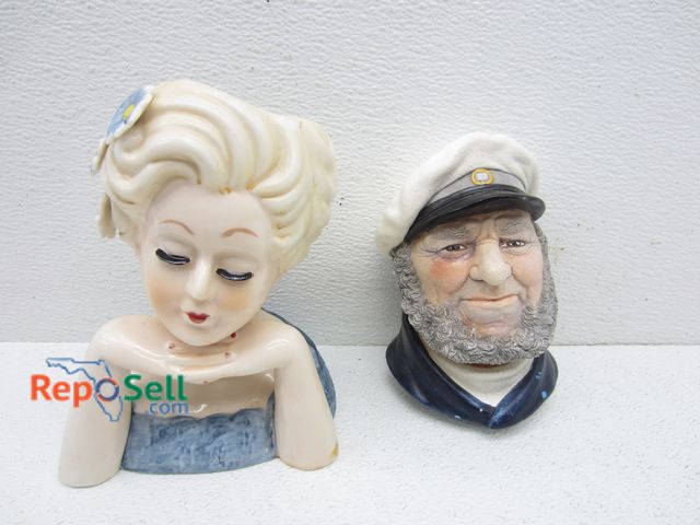 Lot 31-3398 - (2) Collectible Figures: Ceramic Lady and Signed Bosun Sea Captain