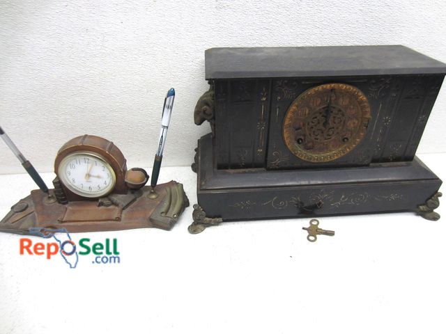 Lot 31-7191 - (2) Mantle Clocks: Cast Iron Ansonia With Key And Shen Bang (Running)