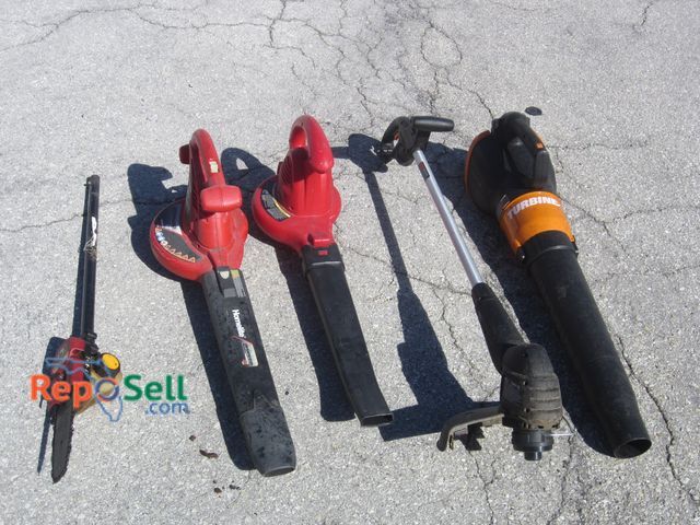 Lot 31-8392 - Lawn Care Tools: (3) Blowers (2 Power On, 1 No Battery), Pole Saw Attachment And String Trimmer (Pow...