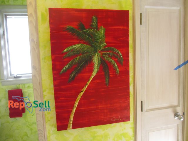 Lot 31-1363 - Palm Tree on Red Background, 24x36" (#24)