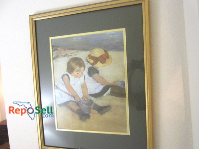 Lot 31-8637 - Framed Art Print Of Child Playing At Beach, 17" x 21" With Gold Frame