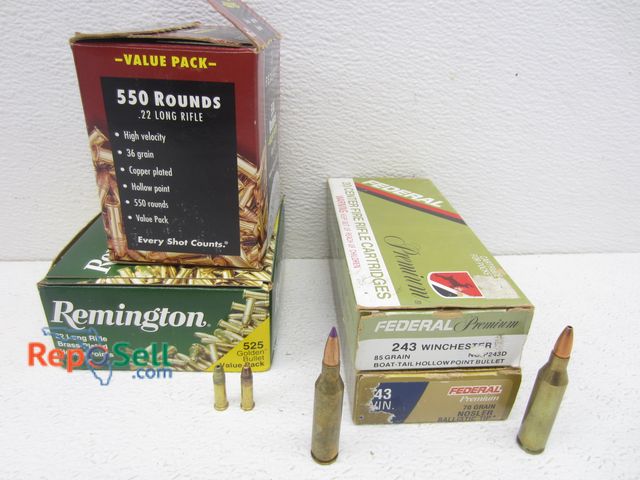 Lot 31-7282 - (4) Boxes of Ammo: (40)rds. Federal Rifle - some 70GR/85GR, .22LR 36GR - Box is 1/4 Full, .22LR Bras...