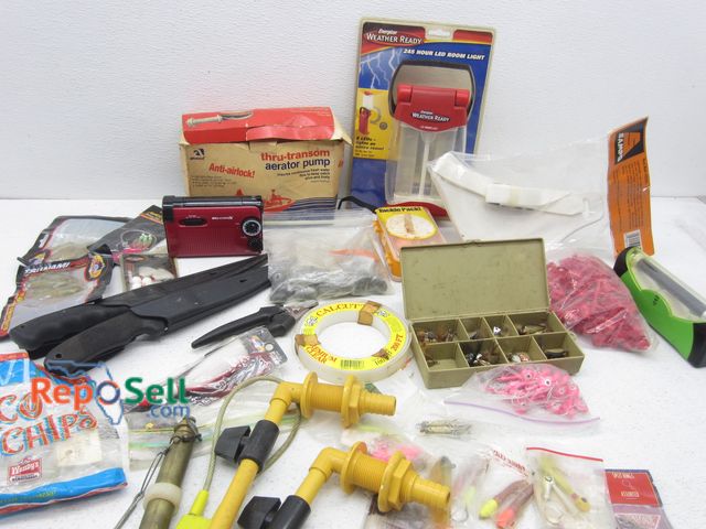 Lot 31-9284 - Fishing Accessory Lot: Knives, Light, Lures, etc.