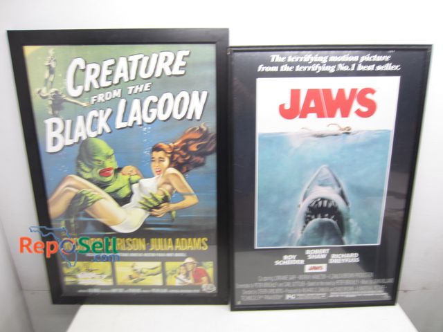 Lot 31-6297 - (2) Framed Movie Posters: Creature from Black Lagoon &amp; Jaws
