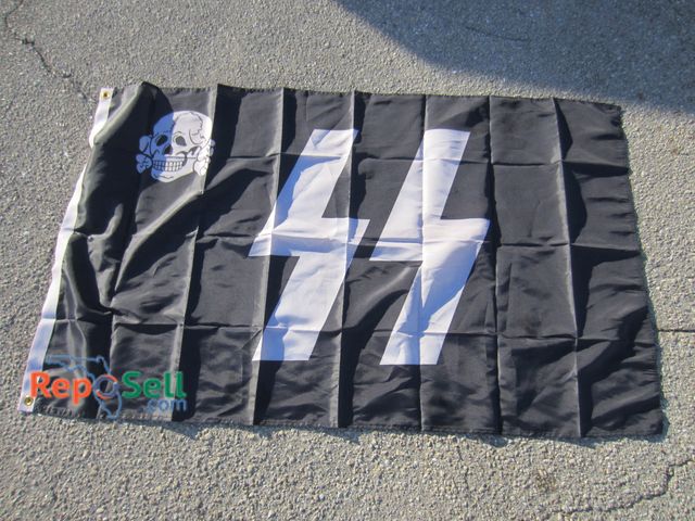 Lot 31-6199 - SS Skull Totenkopf Flag, 3'x5'