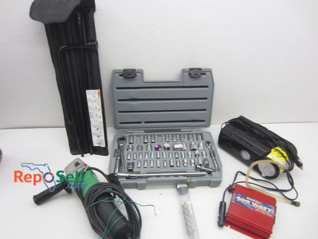 Lot 31-1273 - Socket Set With Case, Hitachi Angle Grinder #G122SE2 (Untested, Power Cord Needs Repair), Tire Iron ...