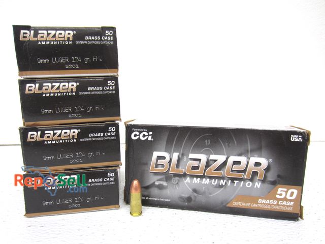 Lot 31-3385 - 250 Rounds of 9mm Luger 124gr FMJ Blazer Brass