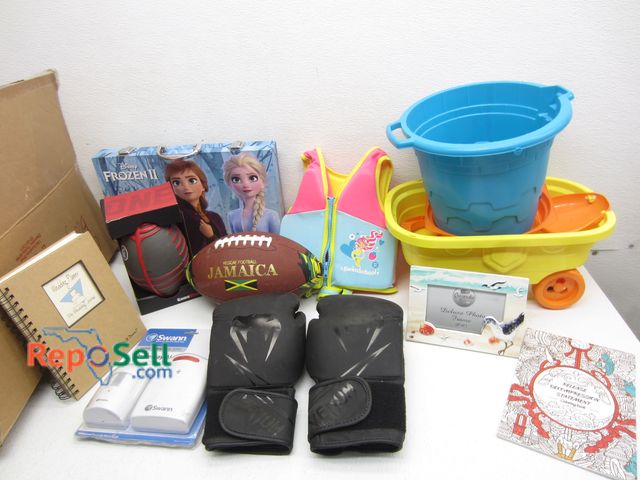 Lot 31-7458 - Estate Lot: Venom Boxing Gloves, Footballs, Coloring Books, Boot Scrubbers etc