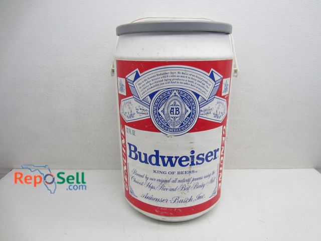 Lot 31-9222 - Budweiser beer can style drink cooler with handle, 20.5" tall, 13" wide