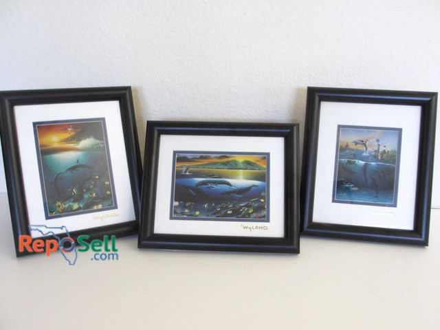 Lot 31-8522 - 3 Wyland Framed Table top Marine Life Prints - No COA, Approx. 10x12 Inches Each
