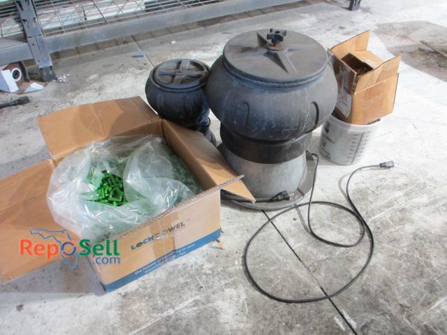 Lot 31-8135 - (2) Tumblers (large powers on) with Abrasive, Box of Lock Dowels