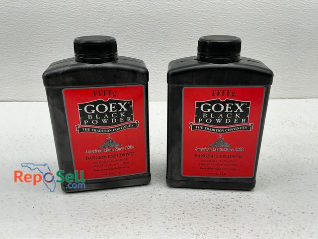 Lot 31-1450 - Two sealed 1-lb containers of Goex Black Powder, 4Fg grain size. Manufactured in the USA with labeli...