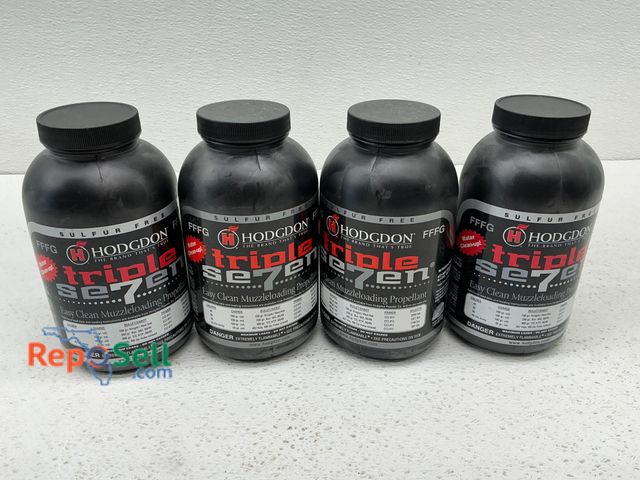 Lot 31-1451 - Four 1-pound bottles of Hodgdon Triple Seven FFFG Easy Clean Muzzleloading Propellant, sulfur-free a...