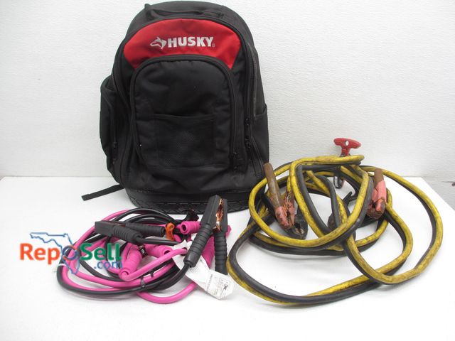 Lot 31-8059 - (2) Jumper Cables &amp; Husky Tool Backpack