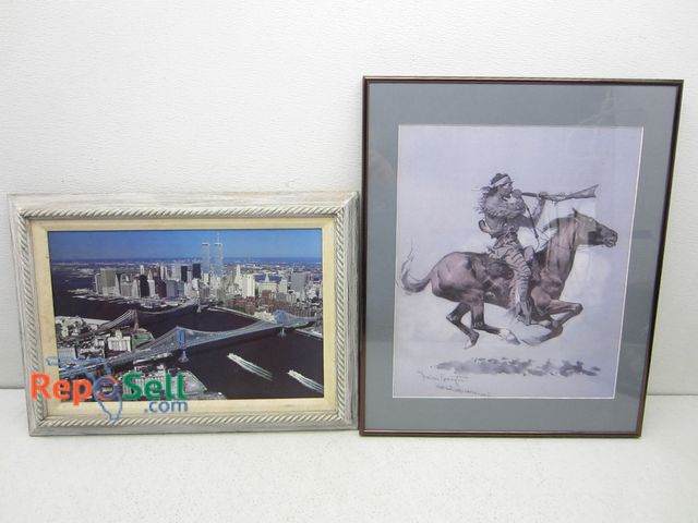 Lot 31-2536 - Framed Remington Print and Twin Towers Framed Canvas Print; Largest is 19" x 23 1/2"