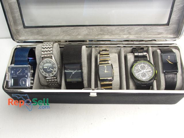 Lot 31-1023 - (6) Watches (running when tested) with Storage Case: Lige, Hamilton, Citizens, etc.