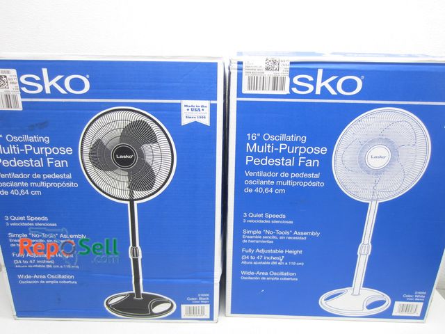 Lot 31-5345 - (2) Lasko Pedestal Fans: (1) Black And (1) White