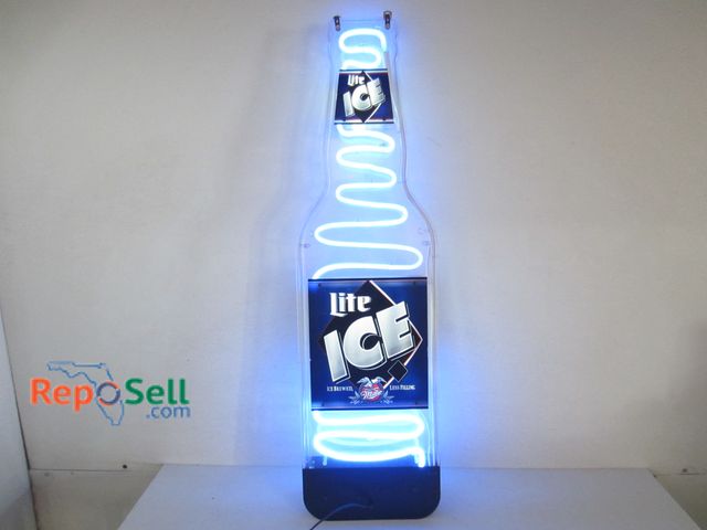 Lot 31-1175 - Miller Light Ice, double-sided neon sign, power is on.