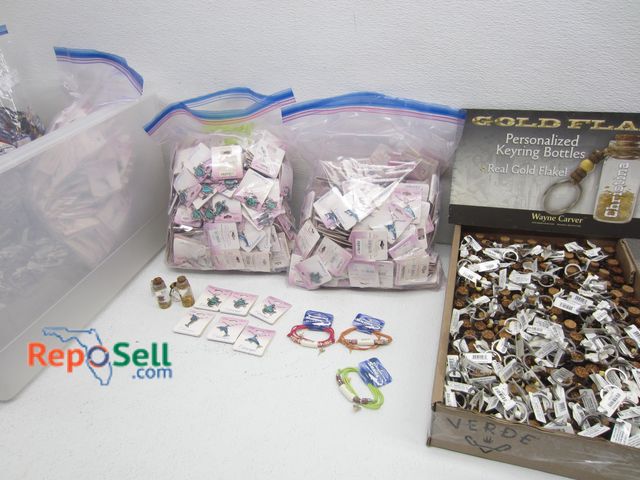 Lot 31-8375 - Large Lot Of Personalized Keychains: Gold Flake, Dolphins, Turtles Shark Teeth etc