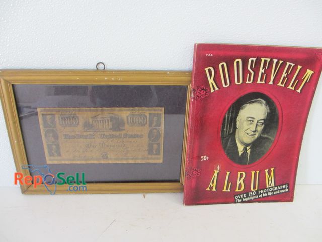 Lot 31-1324 - 1945 Roosevelt Album and Framed Bank of US $1000