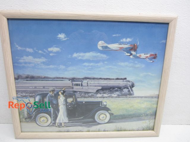 Lot 31-2123 - Framed Print of Couple Watching Planes, 21.5"x17.5"