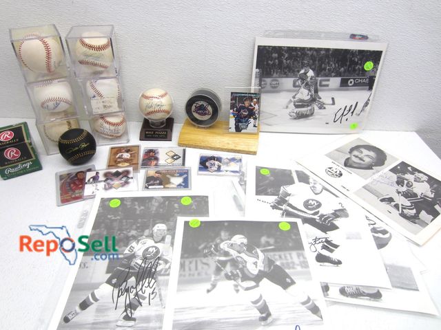 Lot 31-7269 - Sports Collectables: (8) Singed Baseballs, (5) Pieces Of History Cards, Singed Photos etc - No COAs