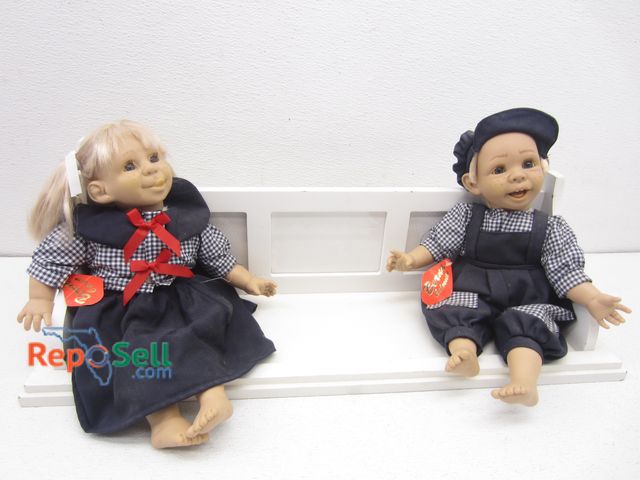 Lot 31-7285 - Vintage Berna Collection Boy &amp; Girl Doll w/Shelf