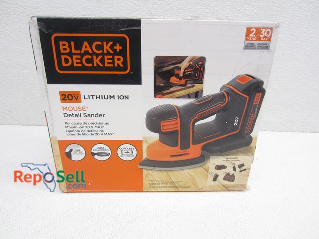 Lot 31-3092 - Black &amp; Decker 20V Cordless Mouse Detail Sander, Includes: Battery, Charger, Sand Pads - Some Bo...