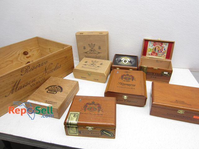 Lot 31-6116 - (8) Wood Cigar Boxes With Wood Crate
