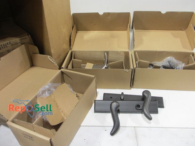 Lot 31-8147 - (8) Boxes Emtek Door Handles and Parts - Some appear complete