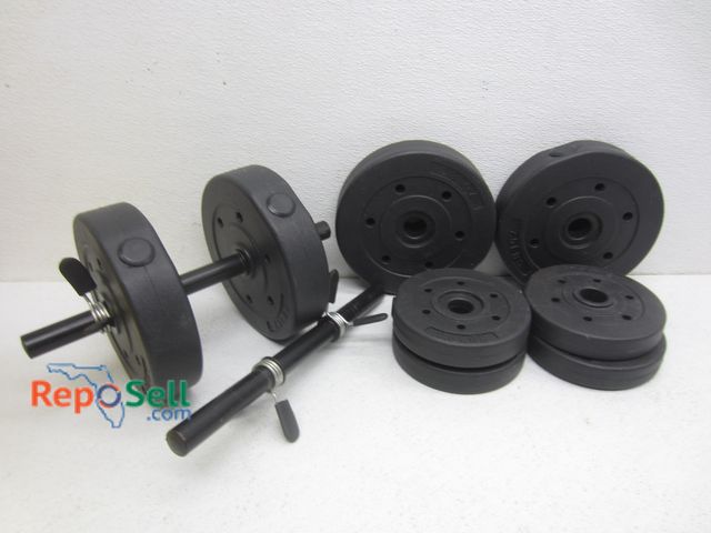 Lot 31-4081 - Hand-Weight Lot: (2) Bars &amp; Clips, (8) Weights - 2.5 &amp; 7.5lbs