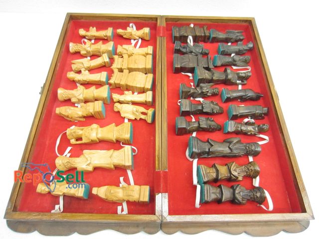 Lot 31-9358 - Wood Chess Set with Storage Case