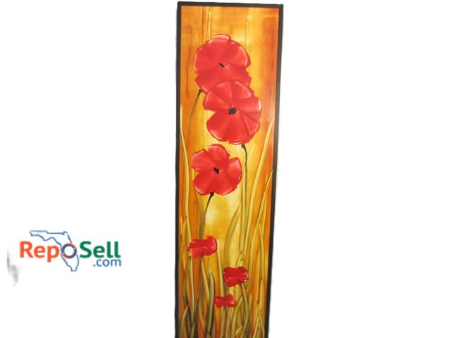 Lot 31-1434 - Framed Original Painting "Poppies On Yellow" By J Johnson 10"x40" #25