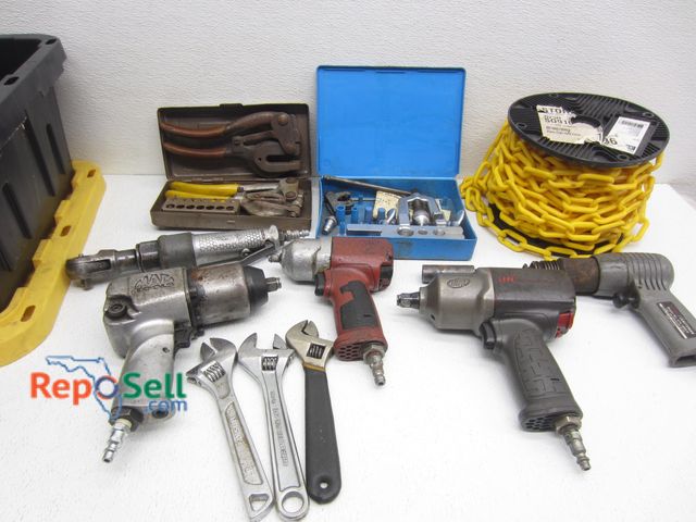 Lot 31-8171 - Tool Lot: Flaring &amp; Swaging Kit, Matco Tools, MAC Impact Wrench, Plastic Chain, etc. - 5gal Sm T...