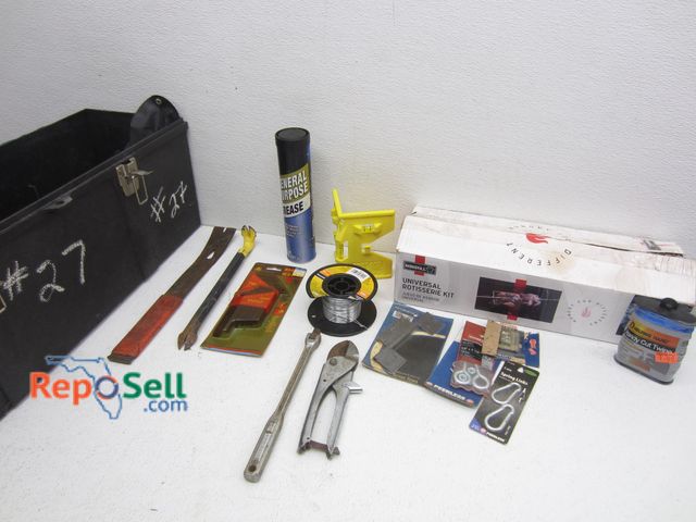 Lot 31-5284 - Toolbox w/Tools: 17GA Wire, Various Latches, Hand Tools, Universal Rotisserie Kit, etc.