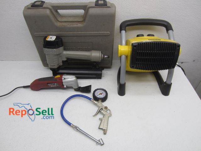 Lot 31-9342 - Tool Lot: Stanley Heater (powers on), Nail Gun, Air Chuck, etc.