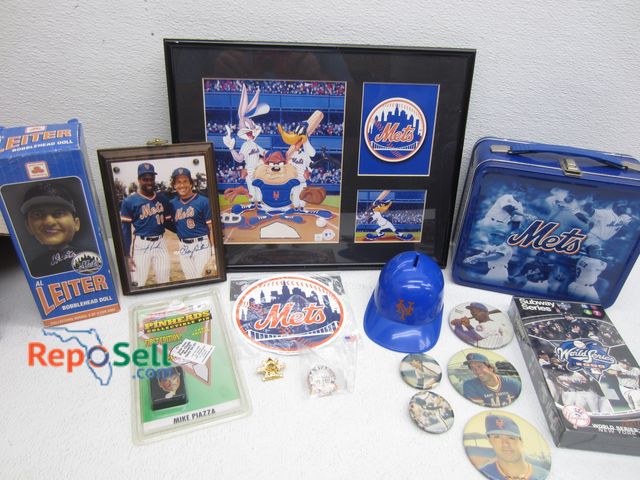 Lot 31-5224 - Large Assortment NY Mets Collectibles: Diecast Trucks,, Lunchbox, Pins, etc.