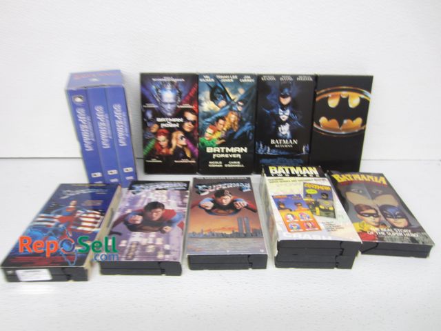 Lot 31-1224 - (6) Batman &amp; (4) Superman VHS Tapes in Original Slip Cases