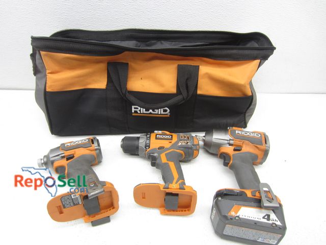 Lot 31-3431 - (3) Ridgid 18V Tools With Battery And Tool Bag - All Power On