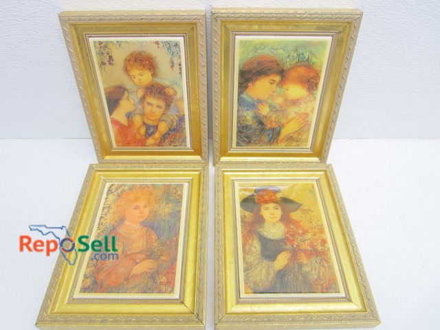 Lot 31-3066 - (4) Framed Edna Hibel Prints 6.5"x8", (3) With COA