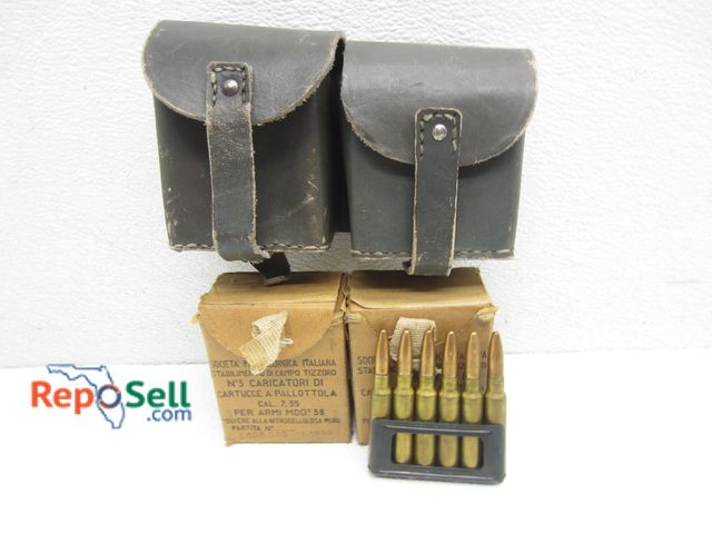 Lot 31-8504 - Vintage (36) rds 7.35 Carano Italian 1939 Armi MOD38 With Leather Ammo Pouch - Good Condition