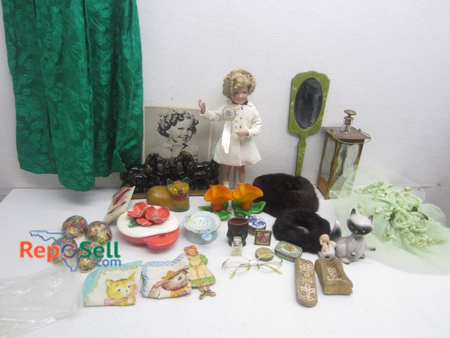 Lot 31-9345 - Vintage Booth Lot: Shirley Temple Photo &amp; Doll, Hats, Glasses, Bookends, etc.