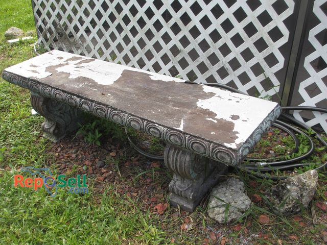 Lot 31-8378 - Decorative Concrete Garden Bench With Ornate Scroll Legs, Bring Labor For Removal
