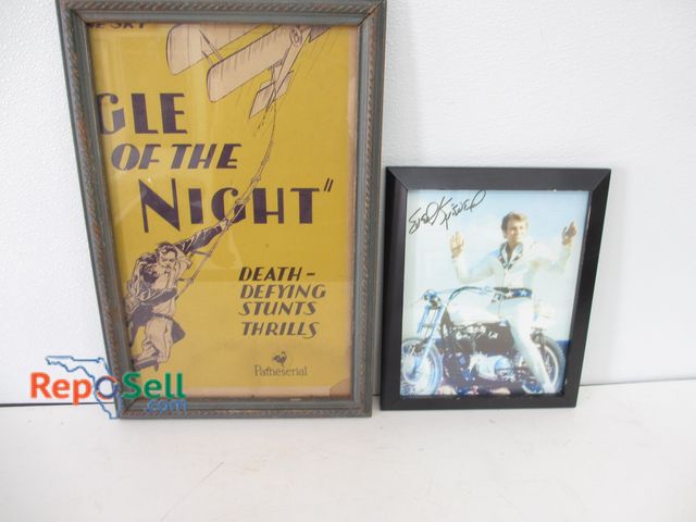 Lot 31-1275 - Evil Knievel Signed 8x10 Photo; No COA and Vintage Death Defying Poster